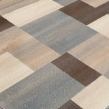 5' Square Grey Square Patchwork Power Loom Stain Resistant Area Rug - Homeroots - Flyclothing LLC
