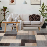 5' X 8' Grey-Brown Patchwork Power Loom Stain Resistant Area Rug - Homeroots - Flyclothing LLC