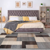5' X 8' Grey-Brown Patchwork Power Loom Stain Resistant Area Rug - Homeroots - Flyclothing LLC