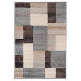 7' X 9' Grey-Brown Patchwork Power Loom Stain Resistant Area Rug - Homeroots