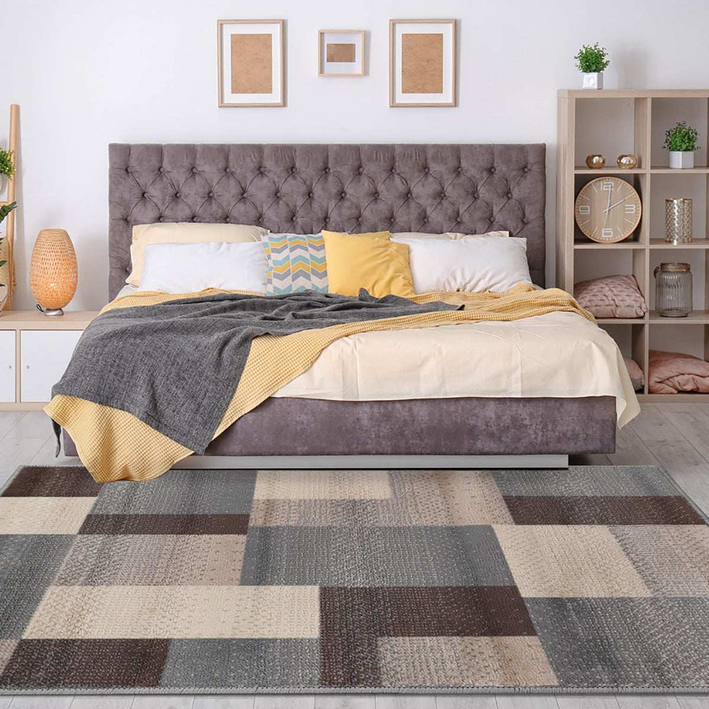 7' X 9' Grey Patchwork Power Loom Stain Resistant Area Rug - Homeroots - Flyclothing LLC