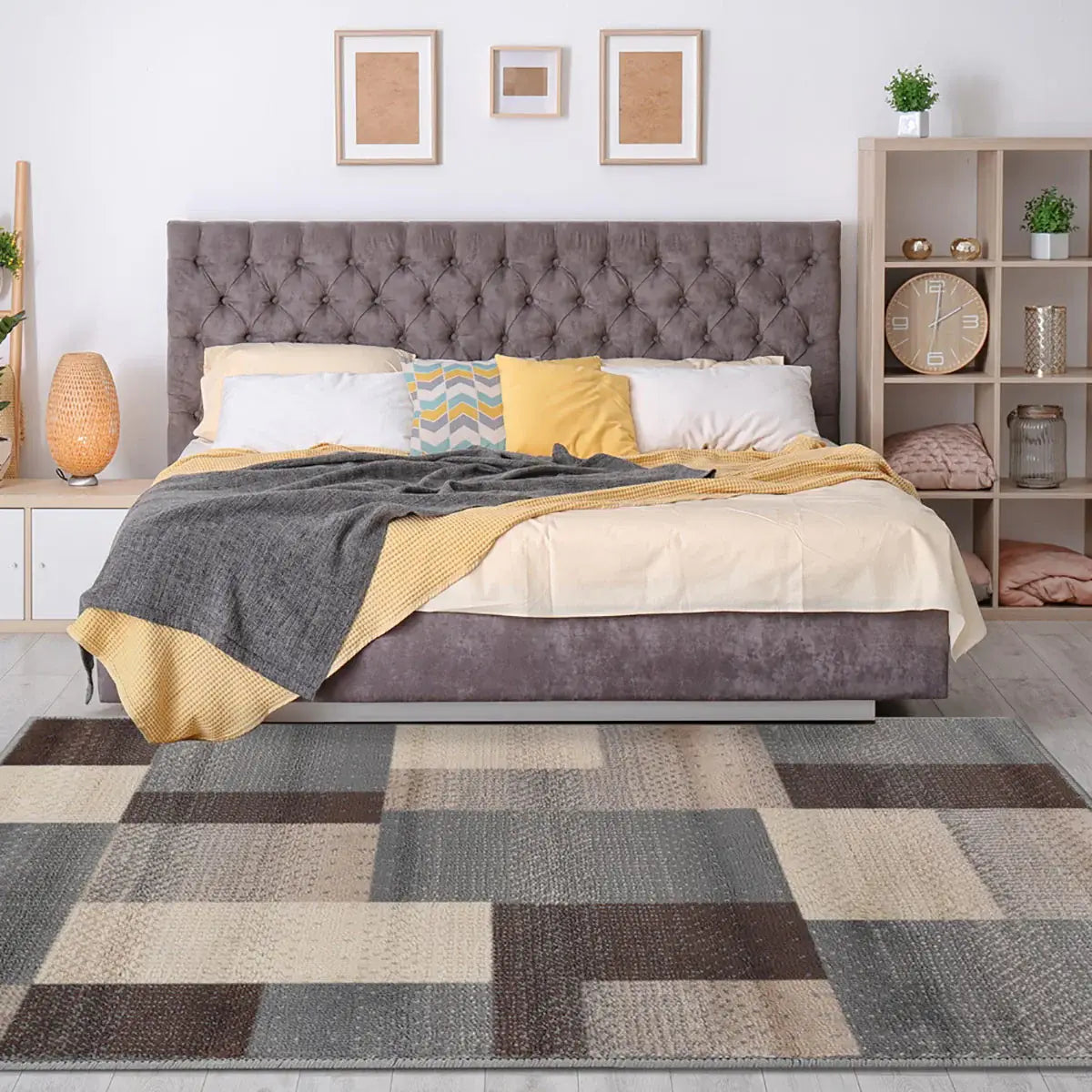 8' X 10' Gray Brown and Cream Patchwork Area Rug - Homeroots - Flyclothing LLC