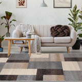 8' X 10' Grey-Brown Patchwork Power Loom Stain Resistant Area Rug - Homeroots - Flyclothing LLC