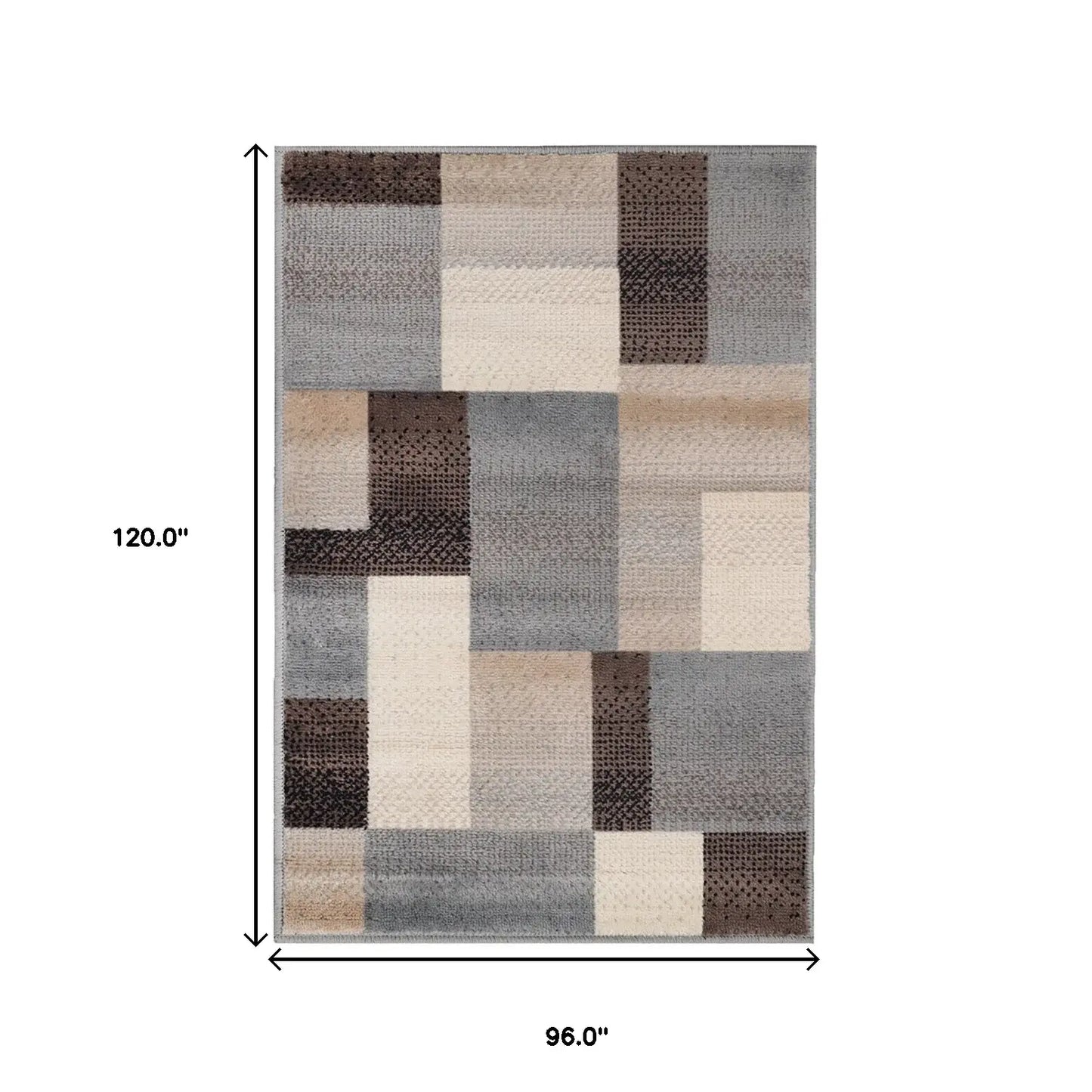 8' X 10' Grey-Brown Patchwork Power Loom Stain Resistant Area Rug - Homeroots - Flyclothing LLC