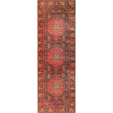 8' Brown Medallion Power Loom Runner Rug - Homeroots