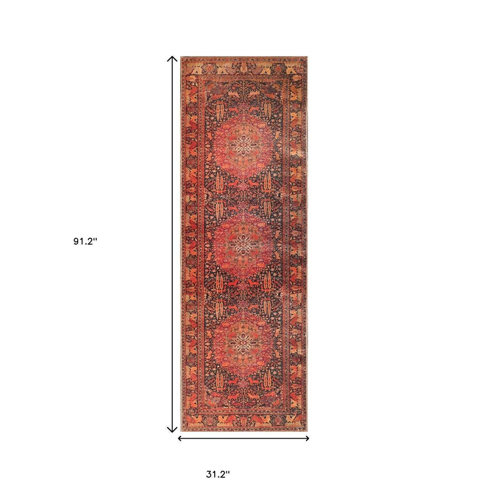 8' Brown Medallion Power Loom Runner Rug - Homeroots - Flyclothing LLC