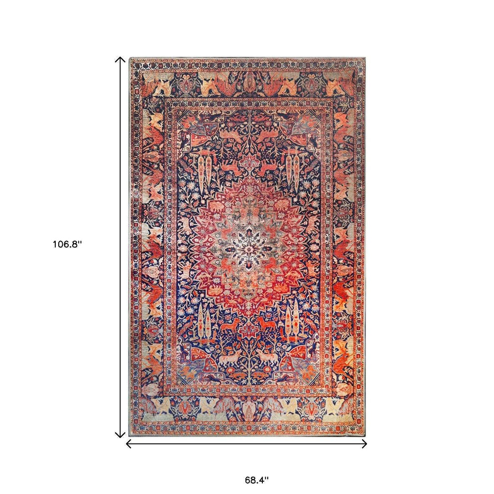 5' X 8' Brown Medallion Stain Resistant Area Rug - Homeroots - Flyclothing LLC