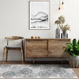 8' Oatmeal And Gray Medallion Power Loom Stain Resistant Runner Rug - Homeroots - Flyclothing LLC