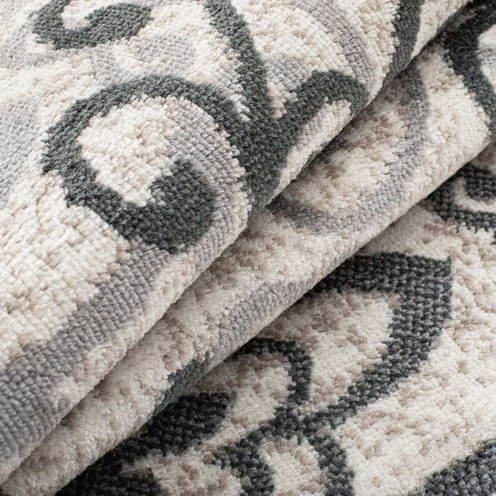 8' Oatmeal And Gray Medallion Power Loom Stain Resistant Runner Rug - Homeroots - Flyclothing LLC