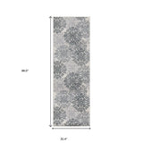 8' Oatmeal And Gray Medallion Power Loom Stain Resistant Runner Rug - Homeroots - Flyclothing LLC