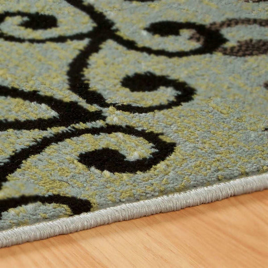 2' X 3' Blue And Gray Medallion Power Loom Stain Resistant Area Rug - Homeroots - Flyclothing LLC