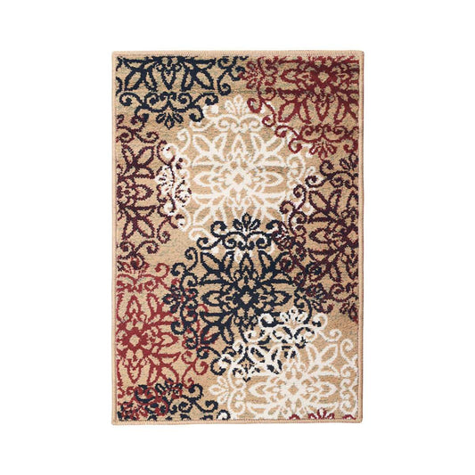 2' X 3' Gold And Gray Medallion Power Loom Stain Resistant Area Rug - Homeroots - Flyclothing LLC