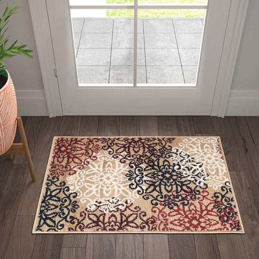 2' X 3' Gold And Gray Medallion Power Loom Stain Resistant Area Rug - Homeroots - Flyclothing LLC