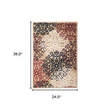 2' X 3' Gold And Gray Medallion Power Loom Stain Resistant Area Rug - Homeroots