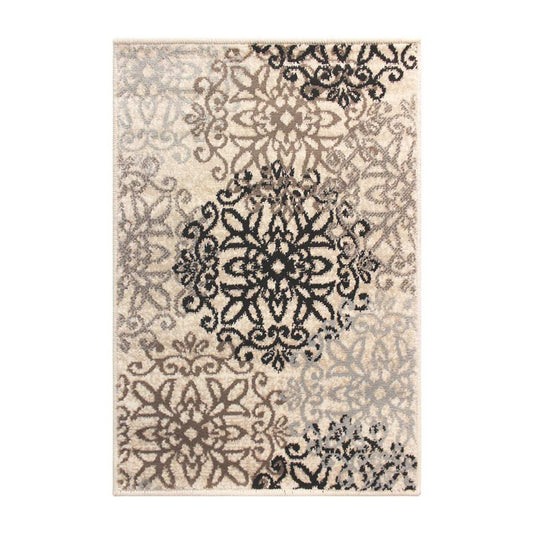 9' X 12' Beige Medallion Power Loom Stain Resistant Area Rug - Homeroots - Flyclothing LLC