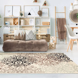 9' X 12' Beige Medallion Power Loom Stain Resistant Area Rug - Homeroots - Flyclothing LLC