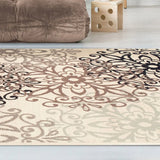9' X 12' Beige Medallion Power Loom Stain Resistant Area Rug - Homeroots - Flyclothing LLC