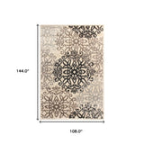 9' X 12' Beige Medallion Power Loom Stain Resistant Area Rug - Homeroots - Flyclothing LLC