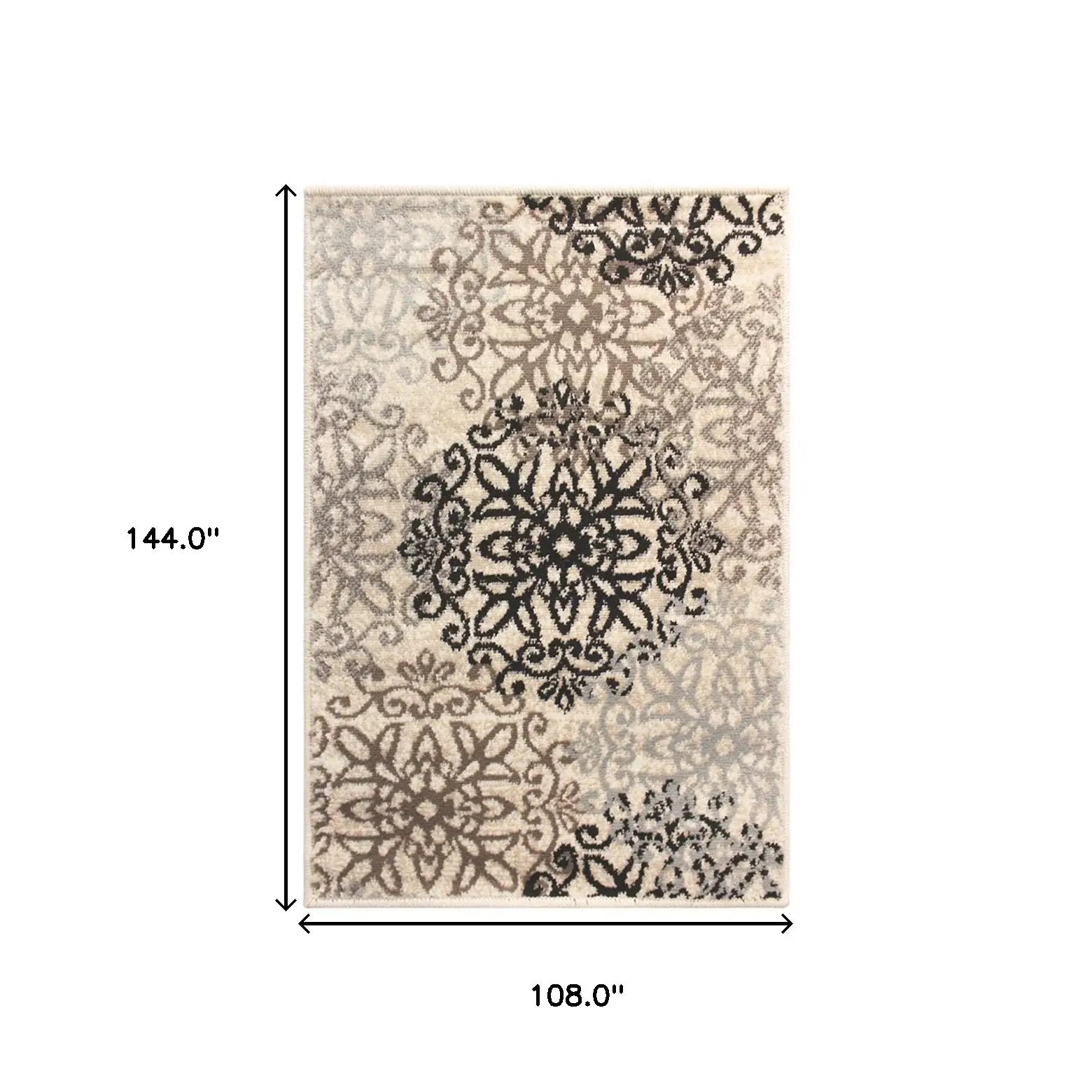 9' X 12' Beige Medallion Power Loom Stain Resistant Area Rug - Homeroots - Flyclothing LLC