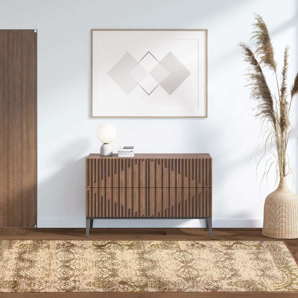 8' Brown Damask Power Loom Distressed Stain Resistant Runner Rug - Homeroots - Flyclothing LLC