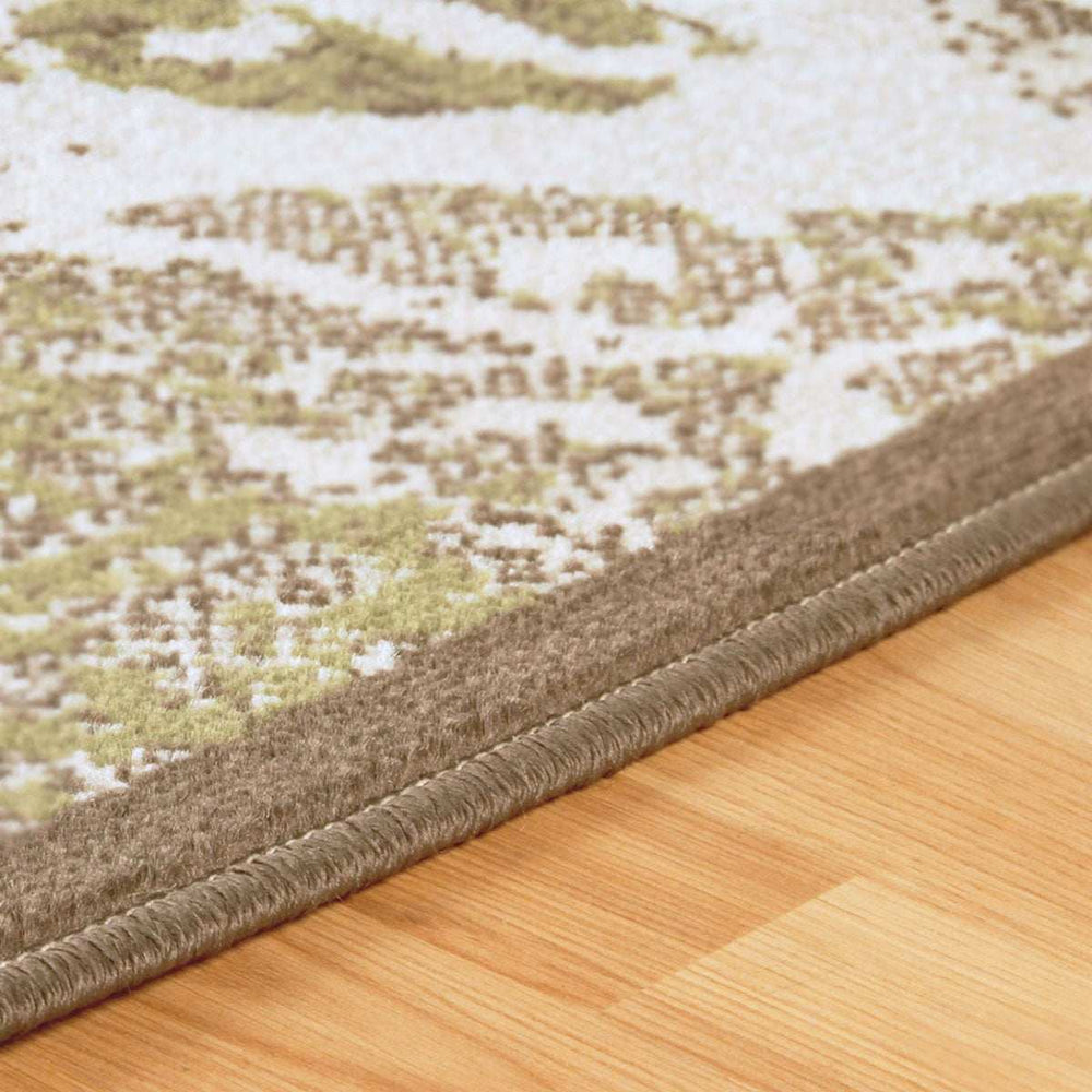 8' Brown Damask Power Loom Distressed Stain Resistant Runner Rug - Homeroots - Flyclothing LLC