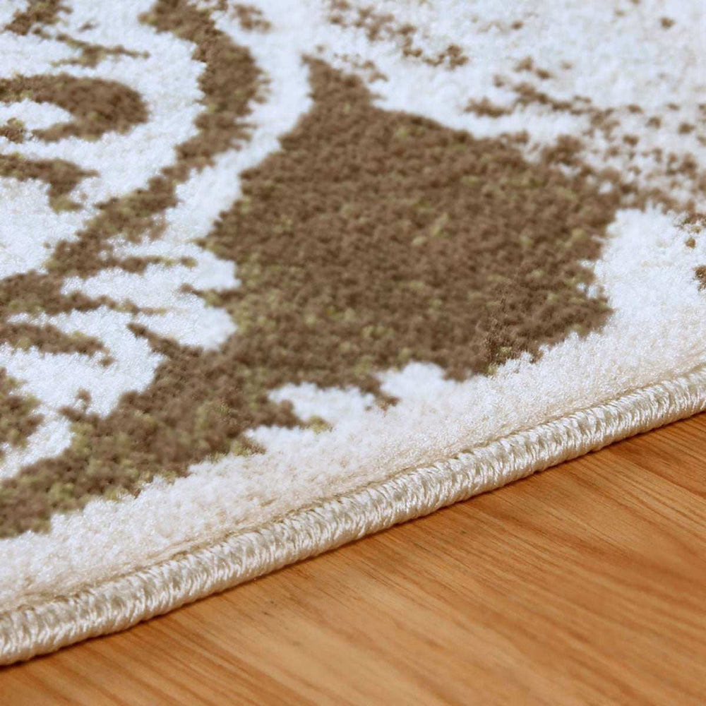 2' X 3' Beige Damask Power Loom Distressed Stain Resistant Area Rug - Homeroots - Flyclothing LLC