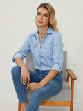 Pocketed Button Up Long Sleeve Denim Shirt - Trendsi - Flyclothing LLC