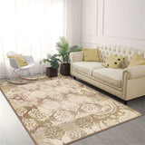 5' X 8' Brown Damask Power Loom Distressed Stain Resistant Area Rug - Homeroots - Flyclothing LLC