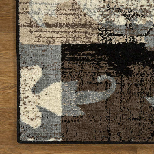 10' Beige And Gray Floral Power Loom Distressed Stain Resistant Runner Rug - Homeroots - Flyclothing LLC