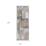 10' Beige And Gray Floral Power Loom Distressed Stain Resistant Runner Rug - Homeroots - Flyclothing LLC
