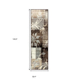 12' Beige And Gray Floral Power Loom Distressed Runner Rug - Homeroots - Flyclothing LLC