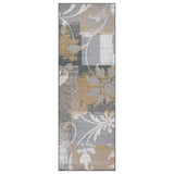 8' Beige And Gray Floral Power Loom Distressed Stain Resistant Runner Rug - Homeroots - Flyclothing LLC