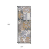8' Beige And Gray Floral Power Loom Distressed Stain Resistant Runner Rug - Homeroots - Flyclothing LLC