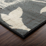 4' X 6' Beige And Gray Floral Power Loom Distressed Stain Resistant Area Rug - Homeroots