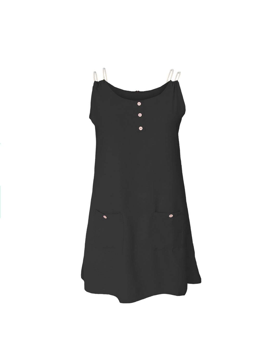 Round Neck Double Spaghetti Straps Mini Dress - Trendsi - Flyclothing LLC