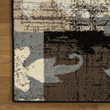 7' X 9' Beige And Gray Floral Power Loom Distressed Stain Resistant Area Rug - Homeroots