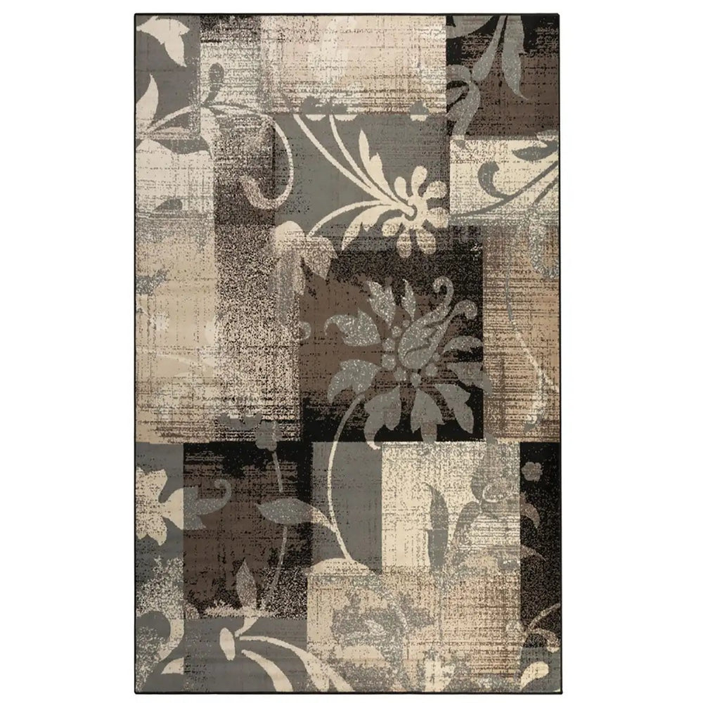 8' X 10' Beige And Gray Floral Power Loom Distressed Stain Resistant Area Rug - Homeroots
