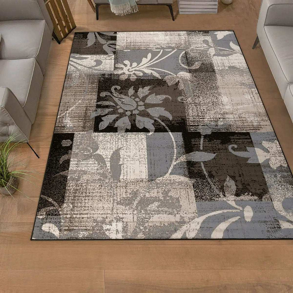 8' X 10' Beige And Gray Floral Power Loom Distressed Stain Resistant Area Rug - Homeroots - Flyclothing LLC