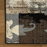 8' X 10' Beige And Gray Floral Power Loom Distressed Stain Resistant Area Rug - Homeroots