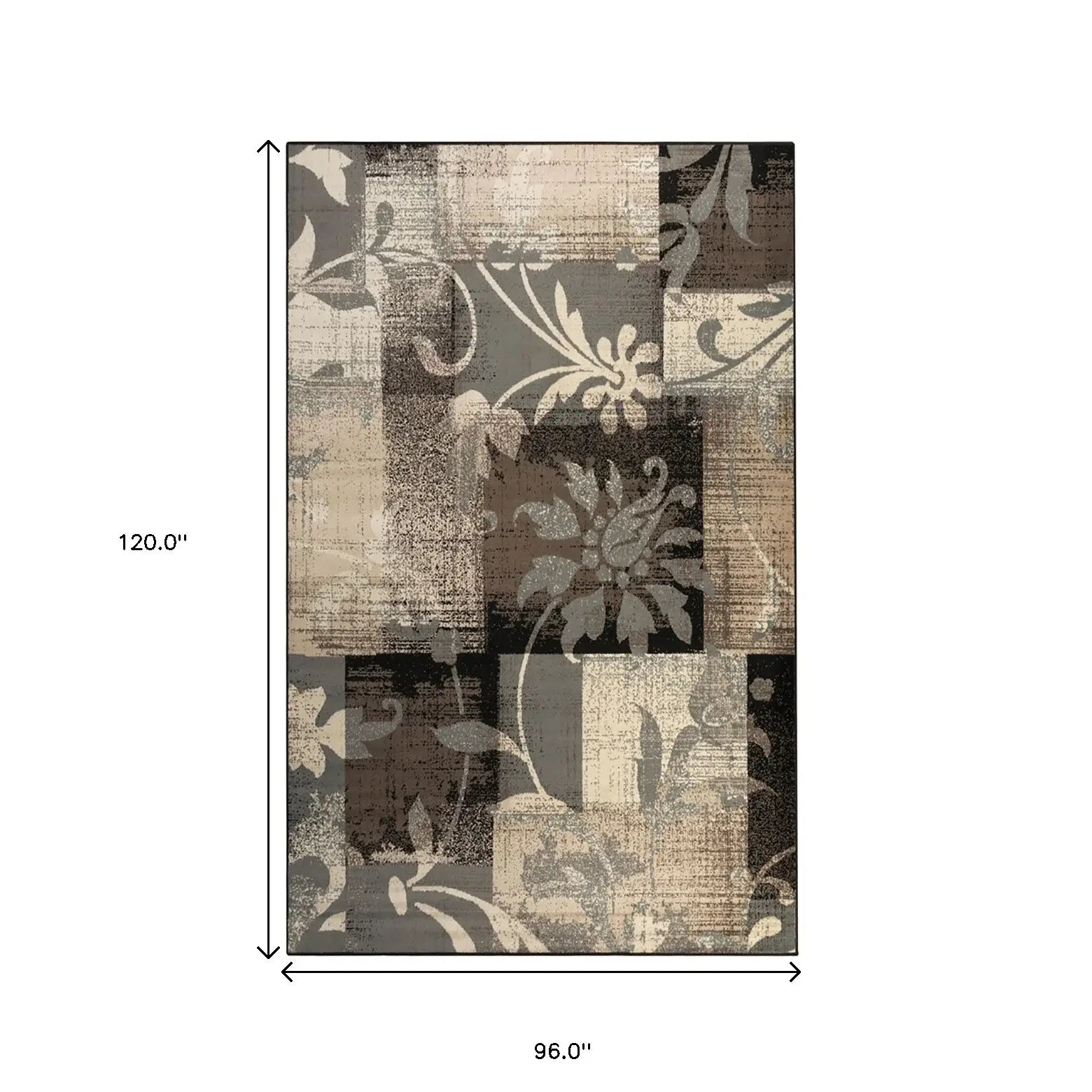 8' X 10' Beige And Gray Floral Power Loom Distressed Stain Resistant Area Rug - Homeroots - Flyclothing LLC