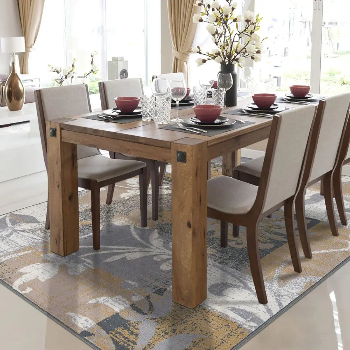 8' X 10' Beige And Gray Floral Power Loom Distressed Stain Resistant Area Rug - Homeroots - Flyclothing LLC