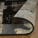 8' Square Beige And Gray Square Floral Power Loom Distressed Stain Resistant Area Rug - Homeroots