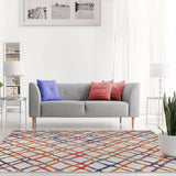 7' X 9' Cream Geometric Stain Resistant Non Skid Indoor Outdoor Area Rug - Homeroots - Flyclothing LLC