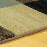 8' Blue And Teal Geometric Power Loom Stain Resistant Runner Rug - Homeroots - Flyclothing LLC