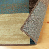 8' Blue And Teal Geometric Power Loom Stain Resistant Runner Rug - Homeroots - Flyclothing LLC