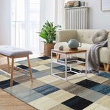 5' X 8' Blue And Teal Geometric Power Loom Stain Resistant Area Rug - Homeroots - Flyclothing LLC