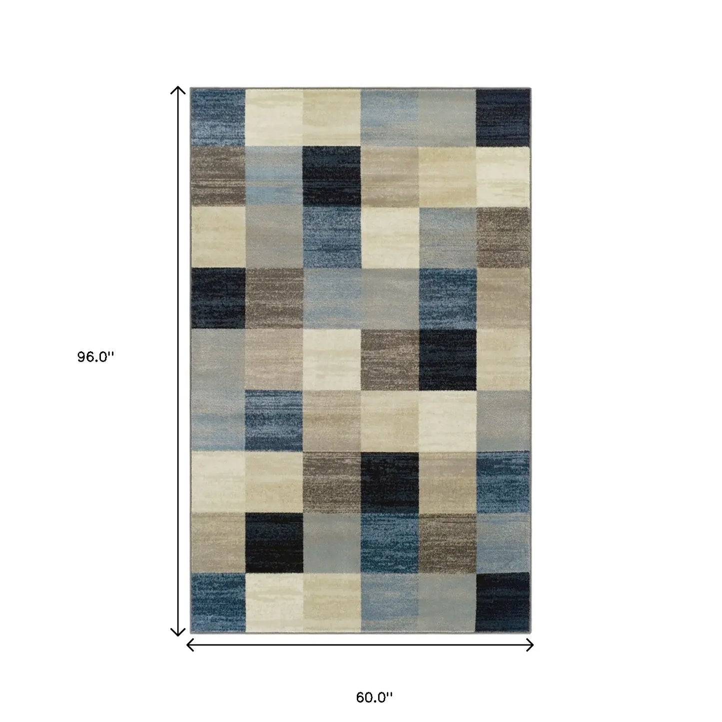 5' X 8' Blue And Teal Geometric Power Loom Stain Resistant Area Rug - Homeroots - Flyclothing LLC