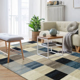 8' X 10' Blue And Teal Geometric Power Loom Stain Resistant Area Rug - Homeroots - Flyclothing LLC