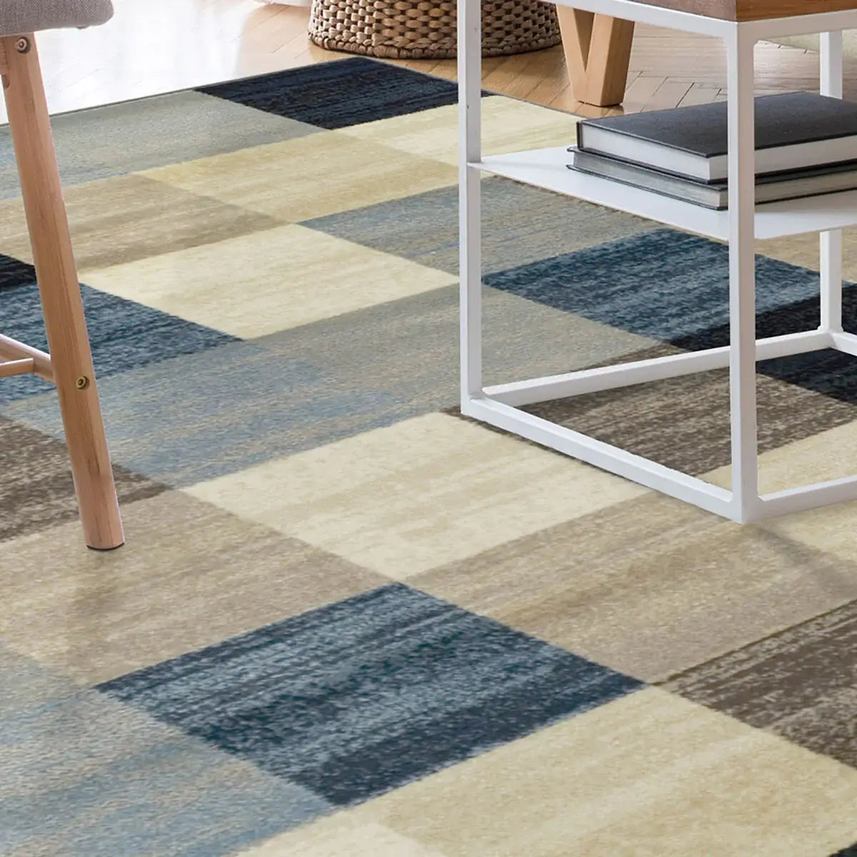 8' X 10' Blue And Teal Geometric Power Loom Stain Resistant Area Rug - Homeroots - Flyclothing LLC