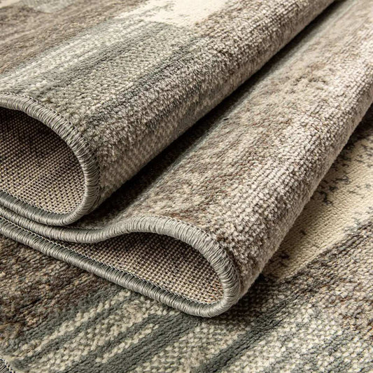 10' Light Blue And Ivory Patchwork Power Loom Stain Resistant Runner Rug - Homeroots - Flyclothing LLC